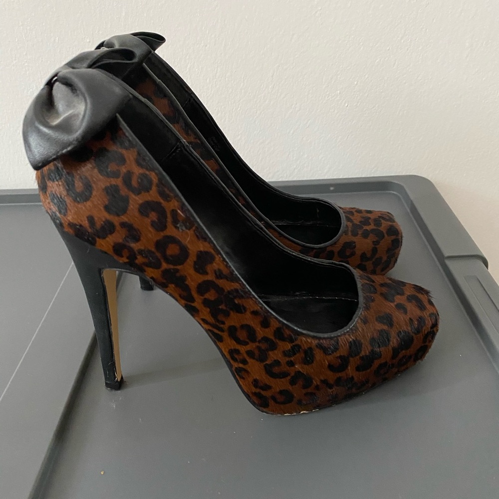 Dolce Vita leopard with bow platform heels.